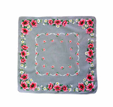 Italian Style Linen Handkerchief Pink White Flower Blossoms Green Leaves... - $9.90