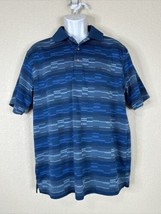 PGA Tour Blue Striped Golf Polo Shirt Short Sleeve Mens Large - £10.15 GBP