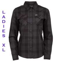 DIXXON FLANNEL- MURPHY Bamboo L/S Shirt - Womens XL Black &amp; Gray Plaid  - $54.44