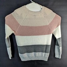 MISIA Color Block Striped Knit Sweater Medium White Pink Gray Cream - £17.58 GBP