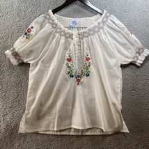 Buy Greek art.com Womens Blouse Embroidered Floral Size Small  - $12.00
