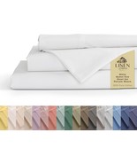 Linen Home 100% Cotton Percale Sheets Queen Size, White, Deep Pocket, 4 ... - $67.13 CAD