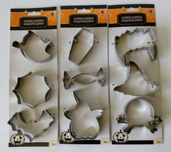 Set of 9 Metal Halloween Cookie Cutters Ghost, Bat, Skull, Fangs, Coffin NIP - £4.82 GBP
