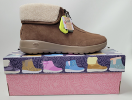 NIB Skechers Women&#39;s On the Go Joy Nuzzle Up Boots Brown Leather Sherpa Sz 10 - $34.65