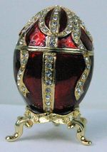 Russian Fabergé Red Egg Replica with Gold Lines and Gems E18-05-
show or... - $103.38