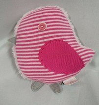Old Navy Soft Stuffed Plush Bird Rattle Baby Girl Toy Pink Gray Stripe 5&quot; - £38.82 GBP