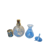 Cut Glass Diffuser With Heavy Ornate Topper Plastic Funnel Glass Bottle ... - $33.66