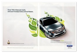 Ford Fusion Hybrid Midsize Sedan Gasoline Electric 2010 2-Page Print Magazine Ad - $12.30