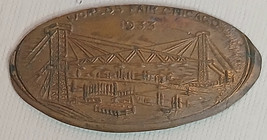 1933 SKYBRIDGE ILL-CPIE-92 CHICAGO WORLDS FAIR, VINTAGE ELONGATED CENT P... - $8.59