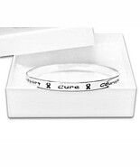 Cancer Awareness Silver Ribbon Bangle Words Support, Cure, Hope, Courage - $21.13 CAD