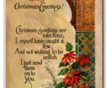 Hearty Christmas Greetings Poinsettiea Flower Poem Archway DB Postcard U27 - $2.92