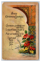 Hearty Christmas Greetings Poinsettiea Flower Poem Archway DB Postcard U27 - £2.29 GBP