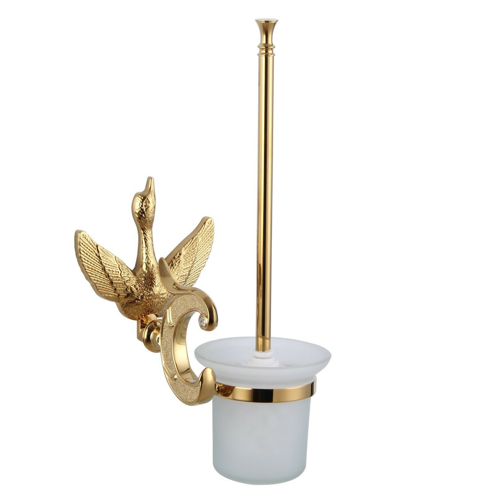 Gold Pvd Color bathroom luxury swan toilet Brush holder with Crystal - $118.89