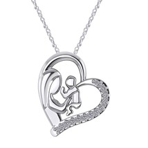 0.60Ct Moissanite Round Cut 4k Rose Gold Over Mom Heart 18&quot; Pendant Necklace - £78.93 GBP