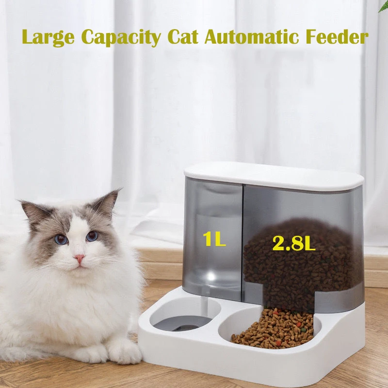 House Home Large Capacity Cat Automatic Feeder Water Dispenser Wet and Dry Separ - £31.85 GBP