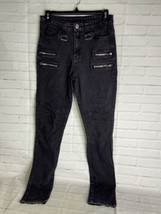 Killstar Distressed Zippers Skinny Denim Jeans Black Wash Womens Juniors... - $24.00