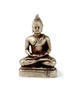 TINY WHITE BRONZE BUDDHA STATUE 1&quot; Small Miniature Taliman Buddhist Amul... - $20.27 CAD