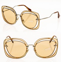 Miu Miu Scenique Evolution 54S Gold Yellow Oversized Sunglasses MU54SS Women - £160.51 GBP