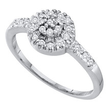 10k White Gold Womens Round Diamond Cluster Fashion Ring 1/5 Cttw - $179.00