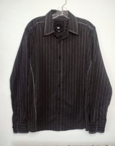BKE Athletic Fit Button Shirt Size M Black Pinstripe Whipstitch Stretch Rocker - £12.62 GBP