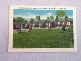 Vintage 1940s Linen Business Card Tower Motel Luray VA CH Pregraves Manager - £15.13 GBP