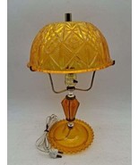 MCM Plastic Electric Hurricane Lamp Yellow Amber Rare 3 Avail X $ 16&quot; On... - $36.00