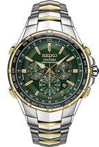 Seiko Coutura Radio Sync Solar Chronograph Mens Green Dial Watch SSG022 - £519.30 GBP