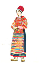 Postcard Woman In Traditional Russian Clothes &amp; Hat Attire Dress Vereya, Moscow - £5.52 GBP