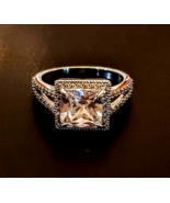 Ring Bomb Party Rhinestone accent Princess Cut Solitaire Cocktail Ring s... - $475.14 MXN