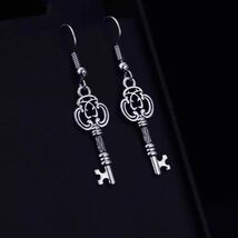 Brand New Trendy Key Shape Antique Silver Earrings - $5.00