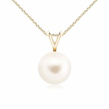 ANGARA Freshwater Pearl Solitaire V-Bale Pendant Necklace in 14K Yellow Gold - £212.95 GBP