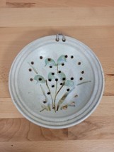 Pottery Berry Bowl Shallow Wall Hanging Floral Flower White Pastel Leath... - $16.99