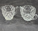 Jeanette Glass Creamer And Open Sugar Set Cubist Pattern - Clear Glass -... - £13.89 GBP
