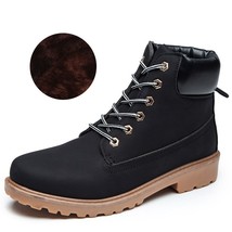 Men&#39;s Leather Work Boots Black Brown White Male Snow Ankle Unisex Couples  Winte - £49.19 GBP