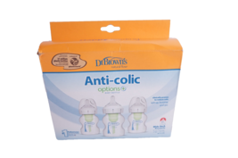 DR BROWNS ANTI COLIC OPTIONS + BABY BOTTLE 3 PACK 5oz 150ml NATURAL FLOW - $184.89 MXN