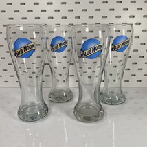 Blue Moon Pilsner Fluted Beer Glasses Lot of 4 - 8” - 16 ounces SET of FOUR - £24.13 GBP