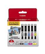 Canon CLI-251 BK/C/M/Y/GY 5 Color Value Pack Compatible to MG7520, MG562... - $93.22 CAD