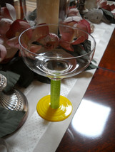 * Margarita Glass Mexican Hand Blown Yellow Lime Green - $12.50
