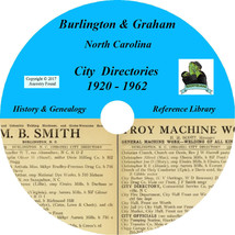 Burlington &amp; Graham North Carolina City Directory - History -24 Books On Cd Dvd - £5.40 GBP