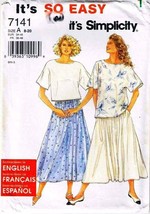 1996 Misses' TOPS & SKIRT Pattern 7141-s Size A (8-20) UNCUT - $12.00