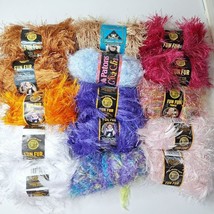 Yarn Lot Fun Fur Colorful Soft Fluffy Long Pink Blue 15 Small Ball Knitting - £14.06 GBP