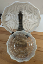 Set Of 2 Fenton Hobnail Moonstone Opalescent 7&quot;  &amp; 9&quot; Serving Candy Dish Ruffled - £52.77 GBP