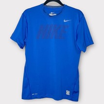 NIKE PRO COMBAT men’s dri fit blue fitted short sleeve athletic top size medium - £19.02 GBP