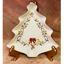 Vintage Mikasa Holiday Elegance Christmas Tree Gold Trim Decorative Dish - £17.35 GBP