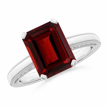 ANGARA 10x8mm Natural Garnet Solitaire Ring with Milgrain in Sterling Silver - £248.97 GBP+