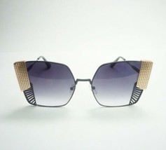 Exaggerated Geometric oversized Sunglasses black gold frame cat eye desi... - £15.43 GBP