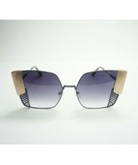 Exaggerated Geometric oversized Sunglasses black gold frame cat eye desi... - £15.43 GBP