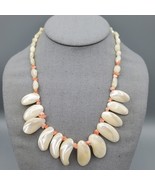 Vintage MOP Abalone Necklace Shell Dangle Barrel Clasp 16&quot; - $29.99