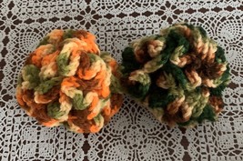 Handmade Crochet Brown Two Brain Ball Dog Cat Toys Soft Cuddly Washable Fun - $12.86