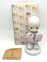 Precious Moments "This Too Shall Pass" #114014 Boy with broken Heart 1987 BOX Z3 - $11.97